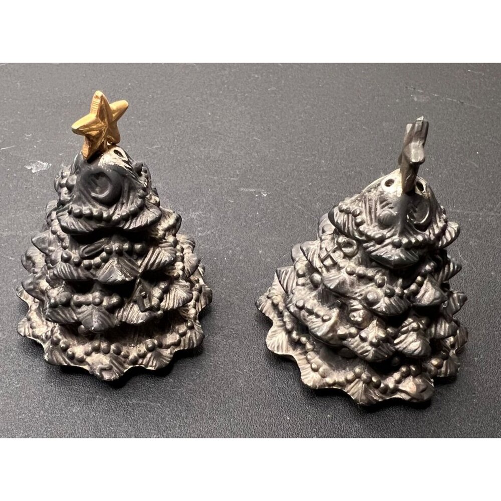 VGT Godinger Silver Plated Christmas Trees Salt and Pepper Shakers Holiday - Picture 5 of 12